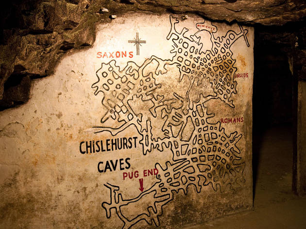 The map of the caves at the entrance, Chislehurst Caves, Chislehurst, Kent, UK C0TWXF