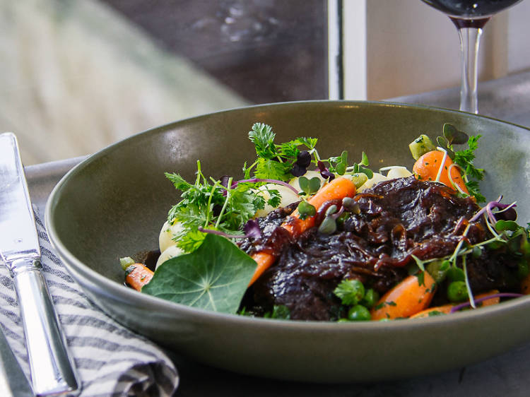 Beef cheek at the Plough Hotel, $32