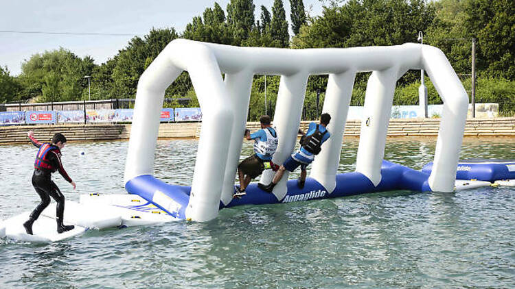 An inflatable obstacle course – on water