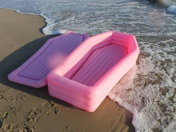 Millennial pink coffin