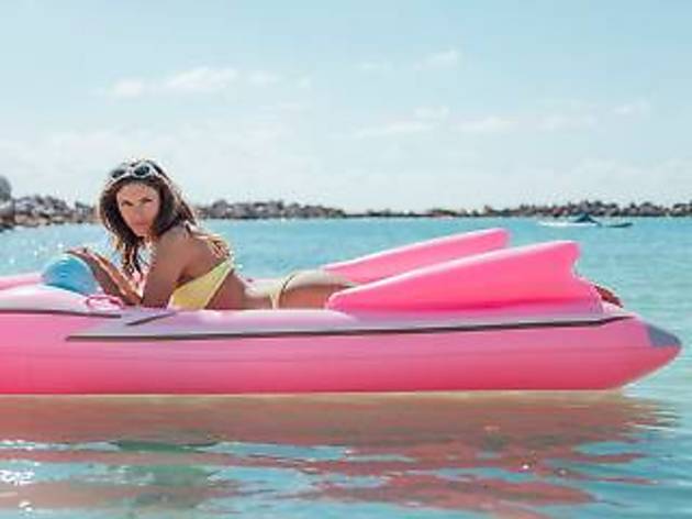 Retro pink convertible float Retro pink convertible float