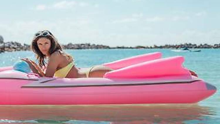 Retro pink convertible float