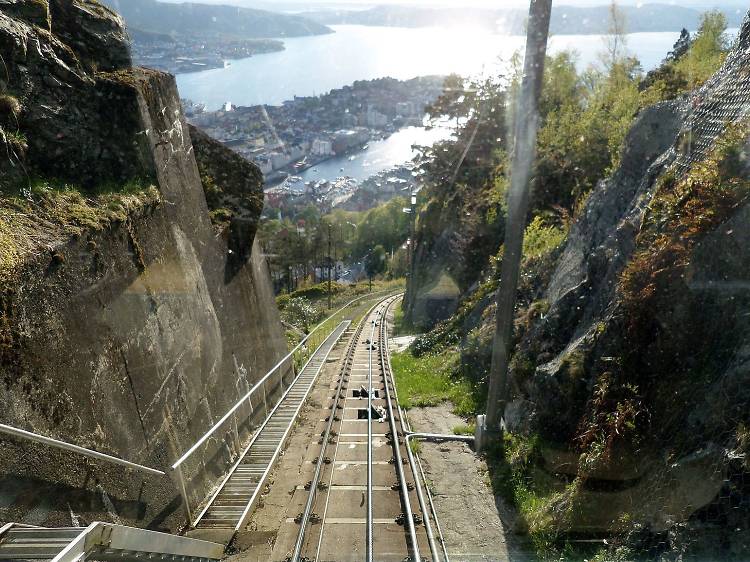 Ride the funicular up Mount Fløyen