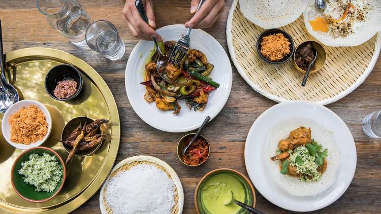 Table of food at Lankan Filling Station