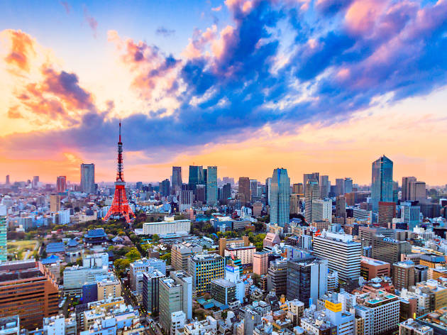 Tokio El atardecer en la ciudad de Tokio, Japón