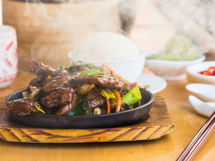 Sizzling Mongolian lamb at Peng You, $33