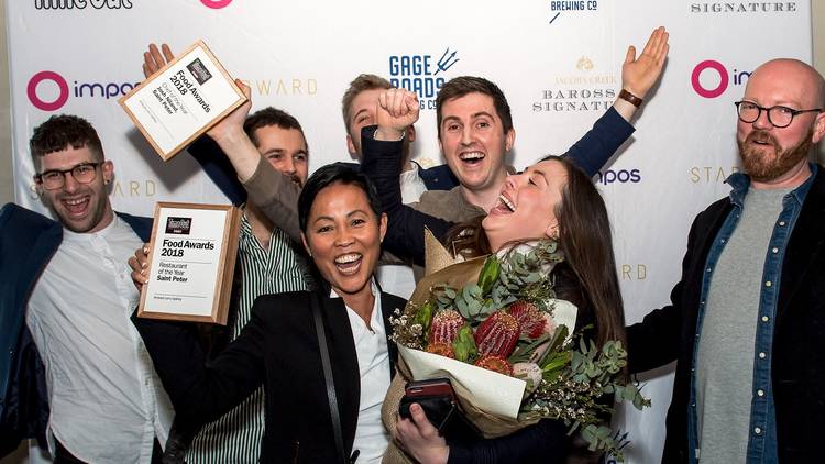 Winners cheering at Time Out Food Awards 2018