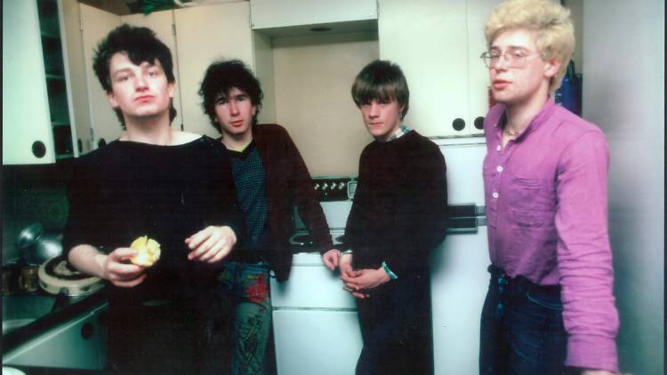 U2, in their kitchen, London, May 1980