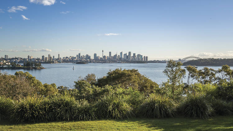 Steele Point Clearing at Neilson Park in Vaucluse at Sydney Harbour National Park. The views extend back to the Sydney city.