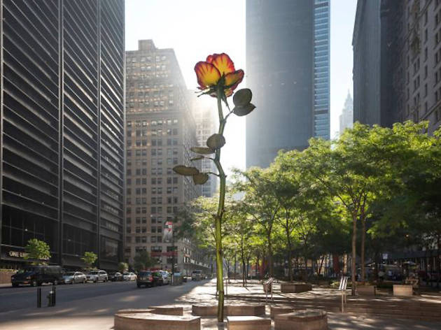 A 26-foot-high rose sculpture is now blooming in Zuccotti Park A 26-foot-high rose sculpture is now blooming in Zuccotti Park