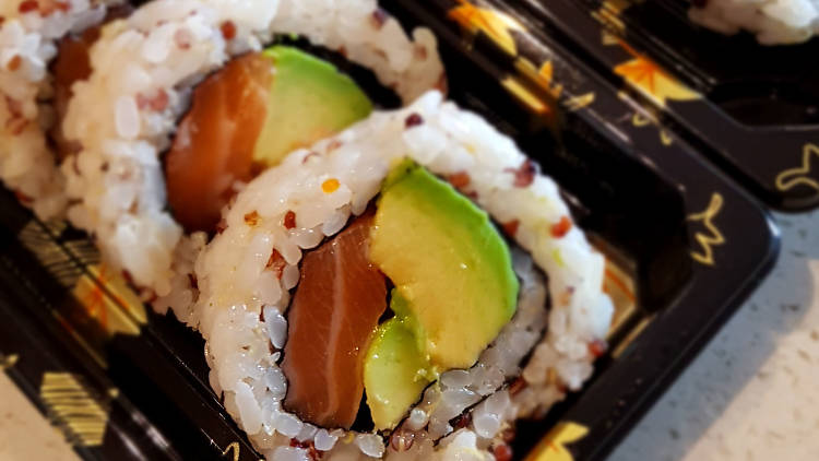 Salmon and avocado sushi