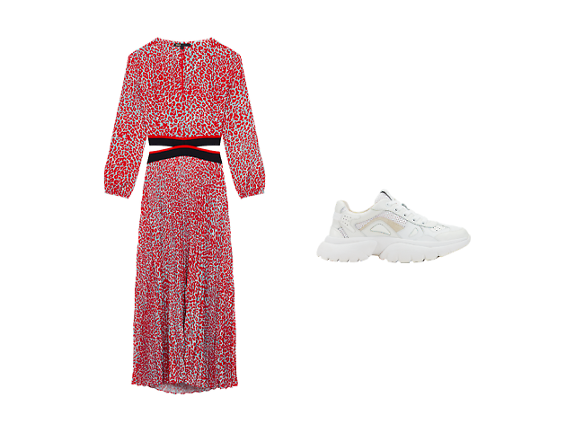 maje leopard dress / w20 sneakers maje leopard dress / w20 sneakers