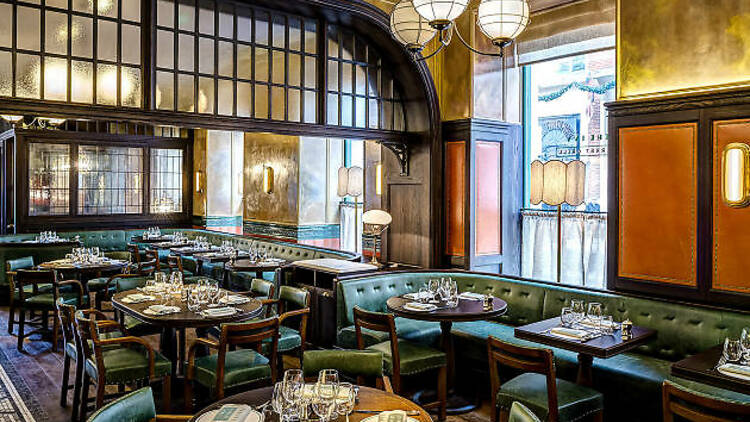 Sake with fish and chips: The Ivy Market Grill, Covent Garden