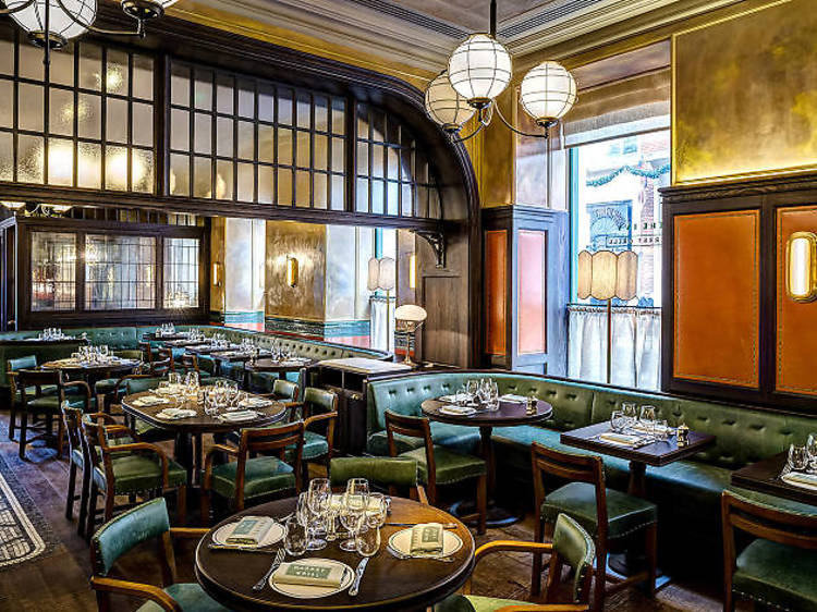 Sake with fish and chips: The Ivy Market Grill, Covent Garden