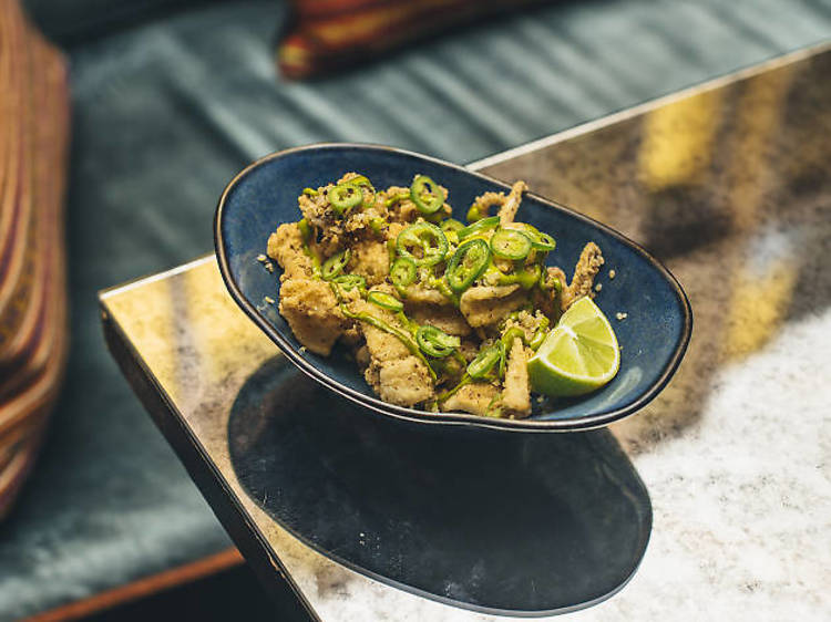 Sake with calamari: Coya Mayfair