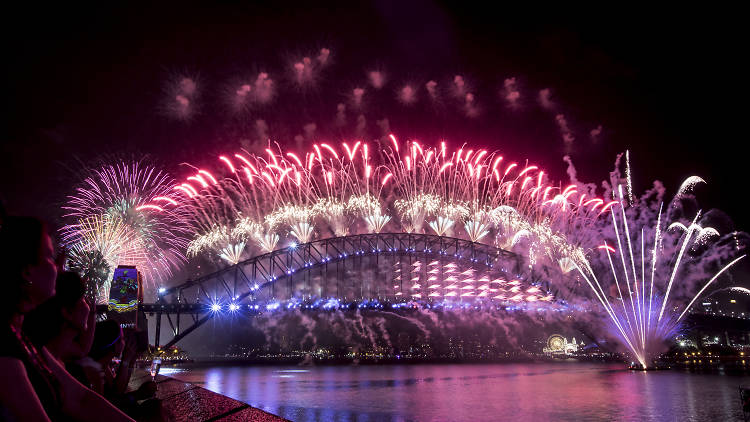 Fireworks on the Sydney Harbour Bridge.