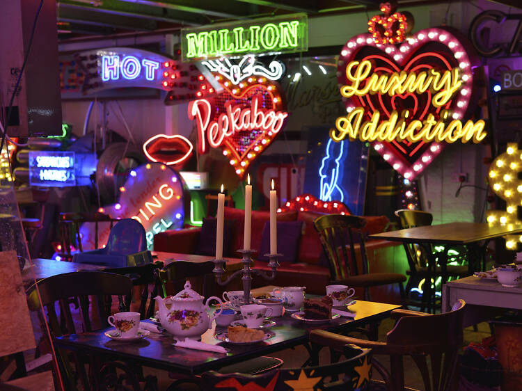 Be dazzled by a neon wonderland at God's Own Junkyard