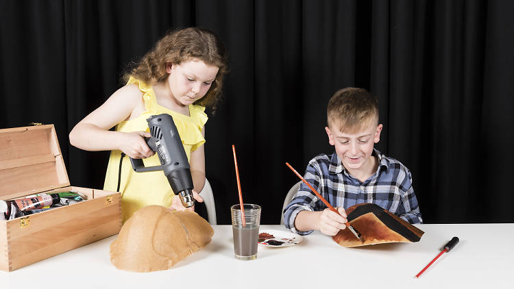 Kids doing craft.