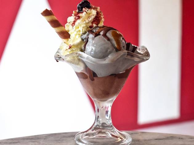 Classic sundae at Ciccone, iced dessert Classic sundae at Ciccone, iced dessert