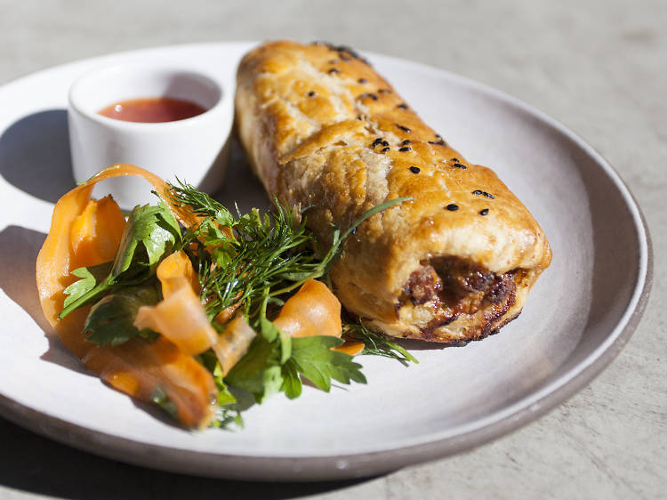 Lumpia sausage roll at Paramount Coffee Project DTLA