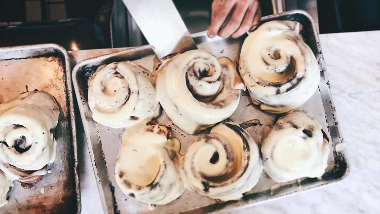 Oven-roasted cinnamon bun at Little Prince