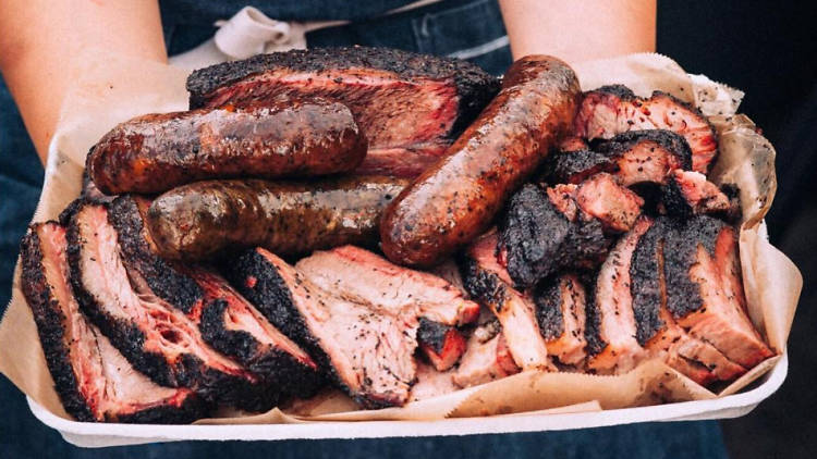 Sausage plate at Moo’s Craft Barbecue