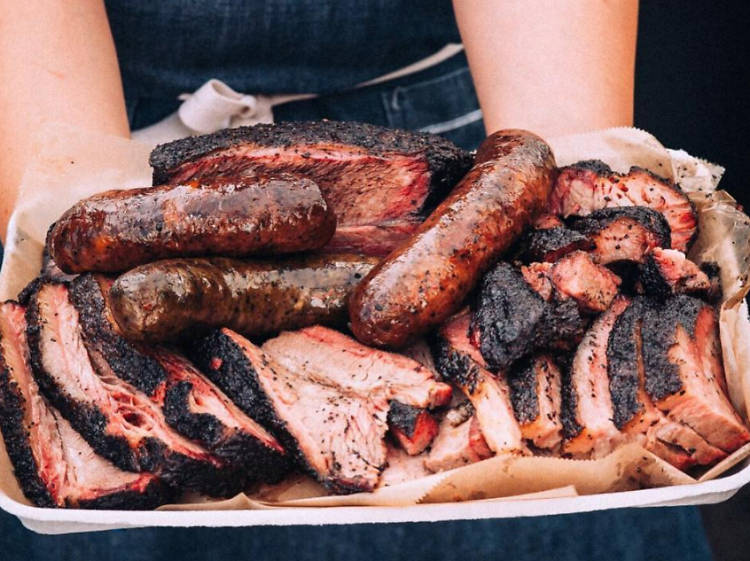 Sausage plate at Moo’s Craft Barbecue