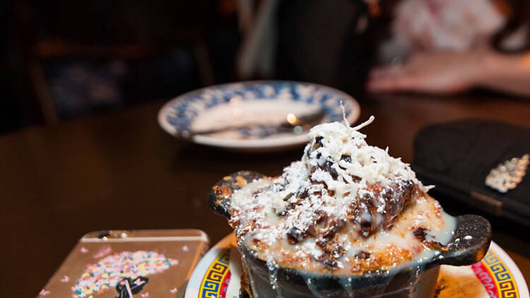 Chocolate croissant bread pudding at Phuc Yea