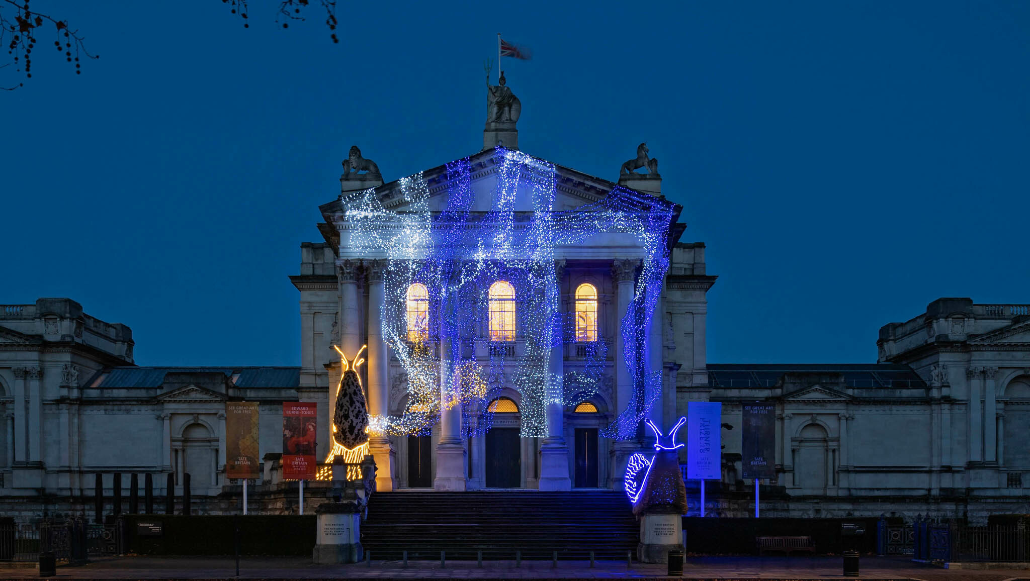 There are two giant slugs outside of Tate Britain