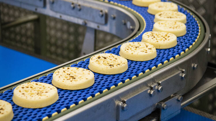 See how crumpets are made at a London factory