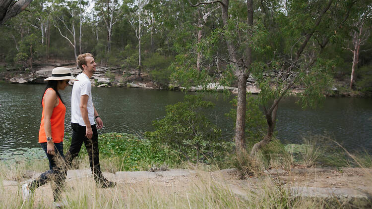 People walking at Lake Parramatta