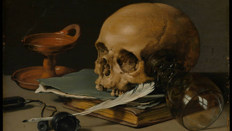Pieter Claesz, Still Life with a Skull and a Writing Quill, 1628