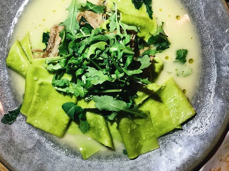 Arugula pappardelle at Jame Enoteca