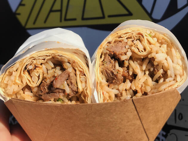 Mid East Taco kabob burrito at Smorgasburg