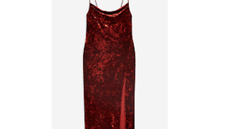 Velvet Cowl Midi Slip Dress