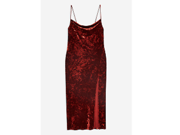 Velvet Cowl Midi Slip Dress