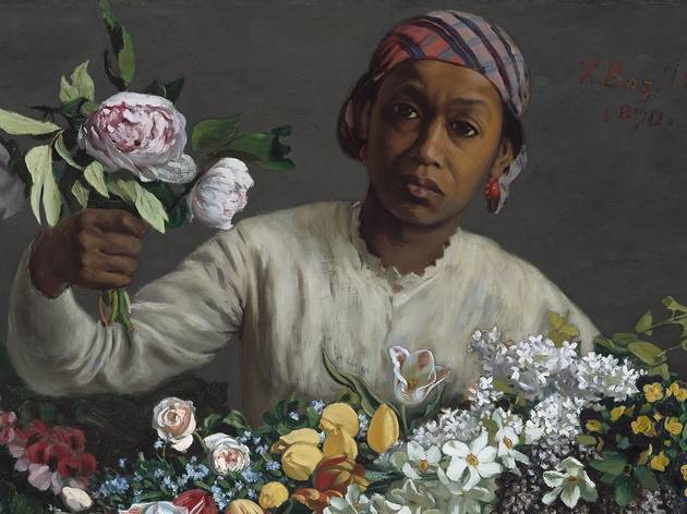 Le Modèle noir de Géricault à Matisse Frédéric Bazille, Young Woman with Peonies, French, 1841 - 1870, 1870, oil on canvas, Collection of Mr. and Mrs. Paul Mellon