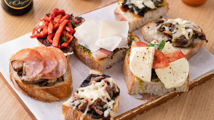 A variety of bruschetta