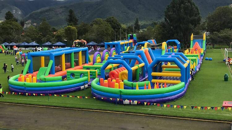 Image of the giant inflatable obstacle course.