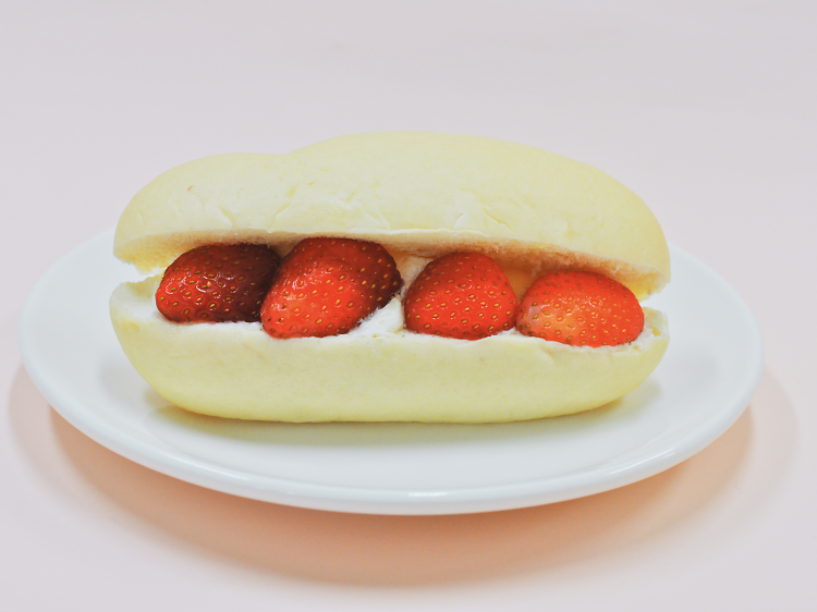 Strawberry and whipped cream roll