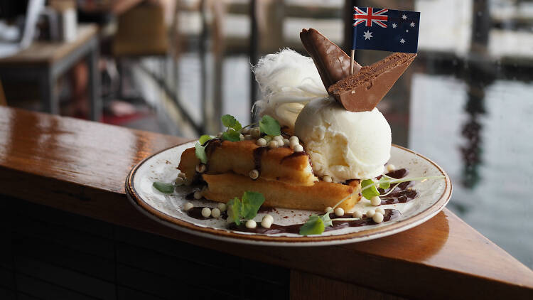 Tim Tam crumble waffle at Cargo