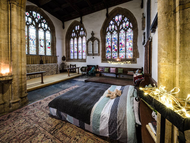 Leave London for an overnight snooze in an ancient church