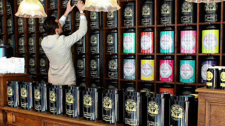 Retail Display Of Mariage Freres Tea In Covent Garden London Uk