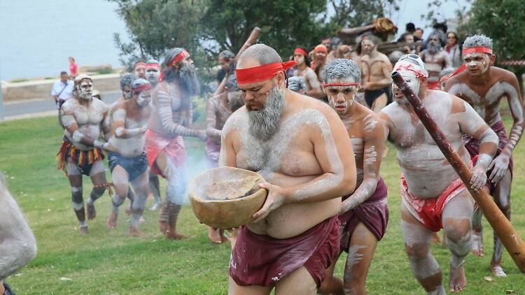 Smoking ceremony at WugulOra Morning Ceremony at Barangaroo Reserve