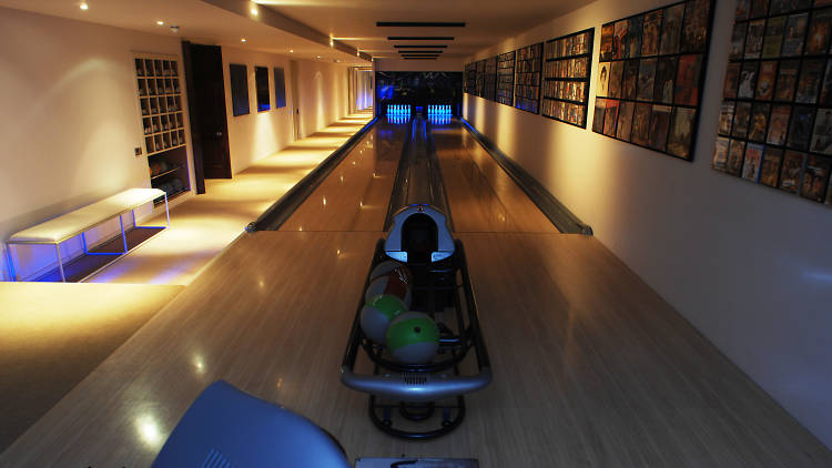 A huge country house with a bowling alley