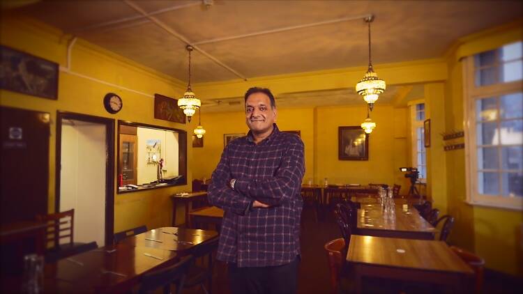 David Joeseph, son of India Club head waiter Joeseph Gyanapraksan, at the India Club. Still from Chocolate Films documentary. 3rd December 2018.