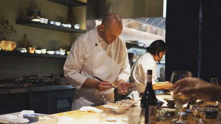 Chef David Schlosser at Shibumi Japanese restaurant Downtown Los Angeles DTLA