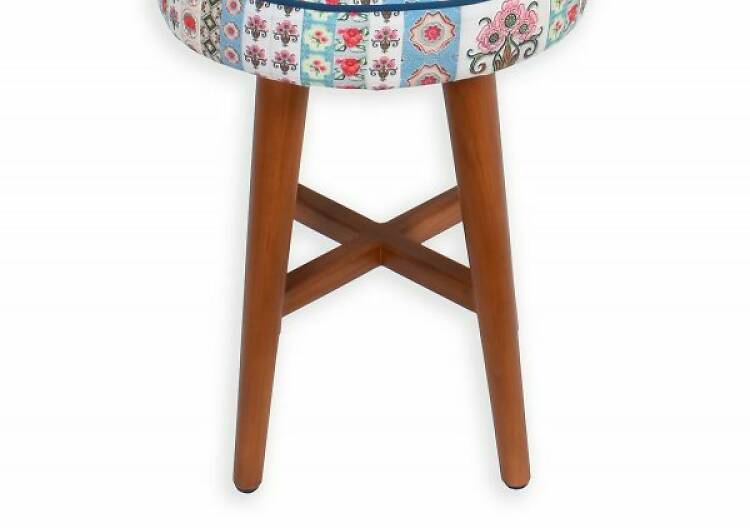 Peranakan Floral Tile Teak Stool from Onlewo