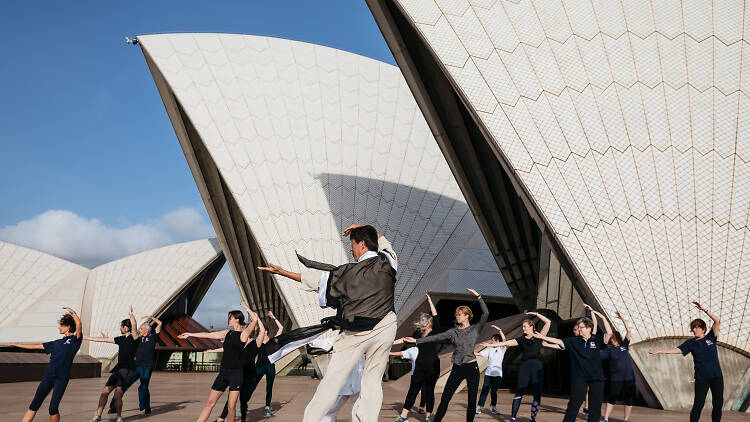 Tai Chi class in front of the Sydney Opera House.