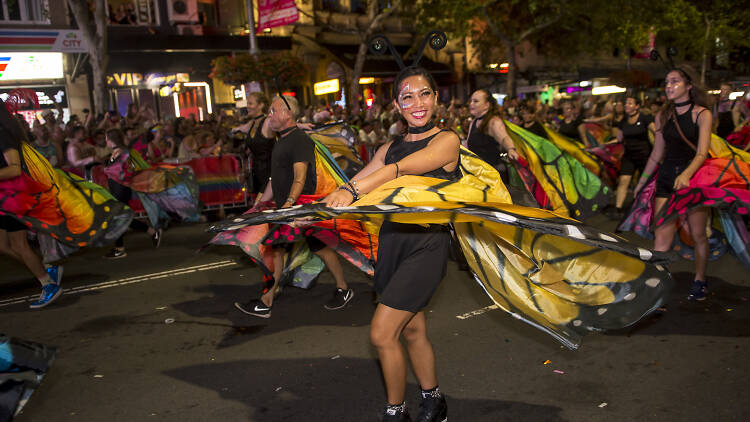 Woman in the Mardi Gras parade in 2018